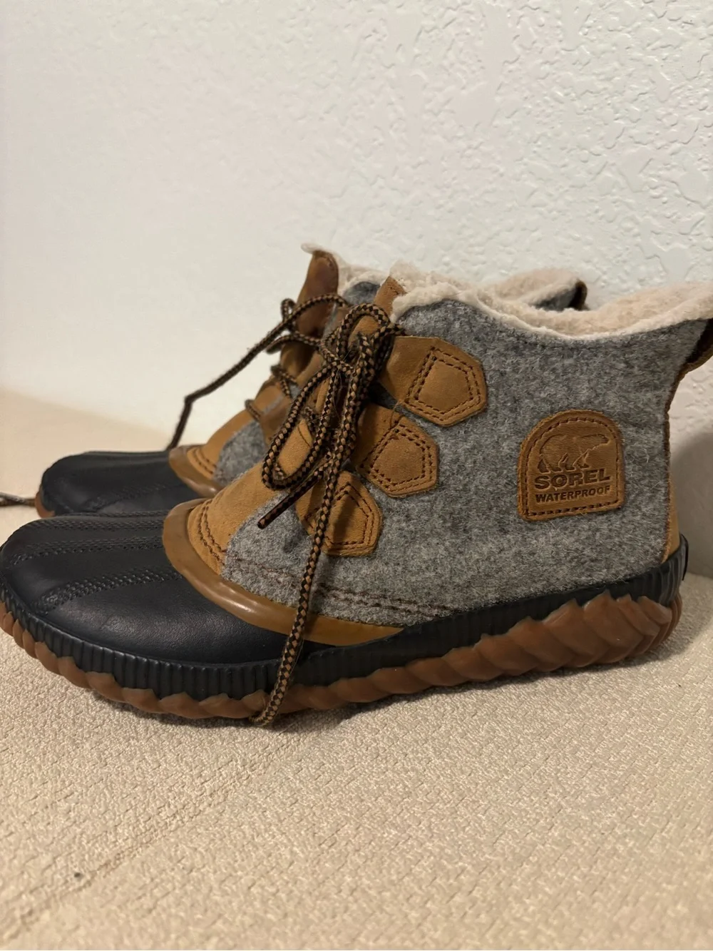 Sorel Two-Tone Waterproof Winter Boot - Gray, Brown & Black